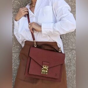 Elegant Brown Mini Briefcase Bag